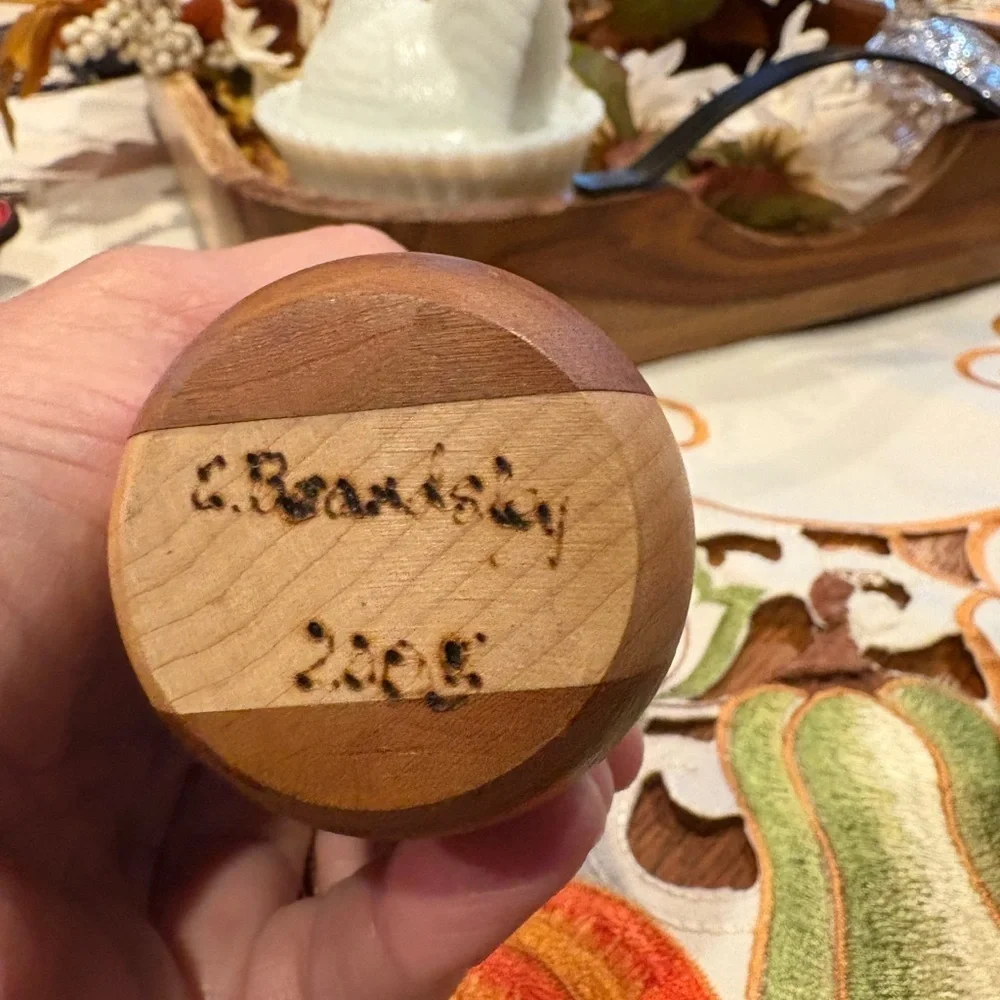 Wooden candle holder Set - Natural/Brown set of 3 handmade and signed
